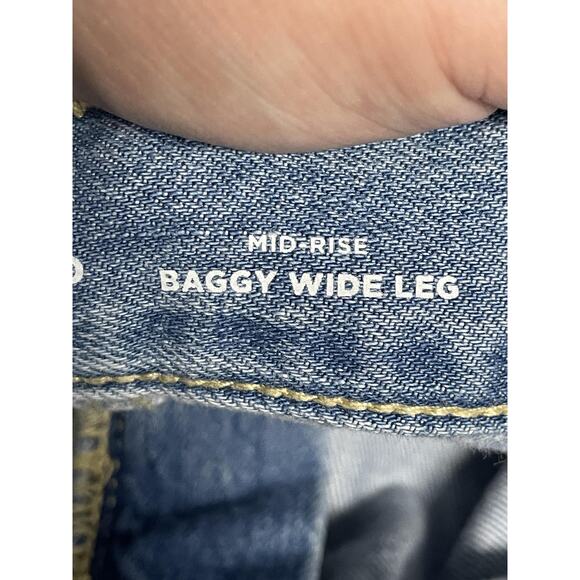 Old Navy Jeans Womens 20 Blue Mid-Rise Baggy Wide Leg Drapey Denim Cargo Pockets - Picture 12 of 16